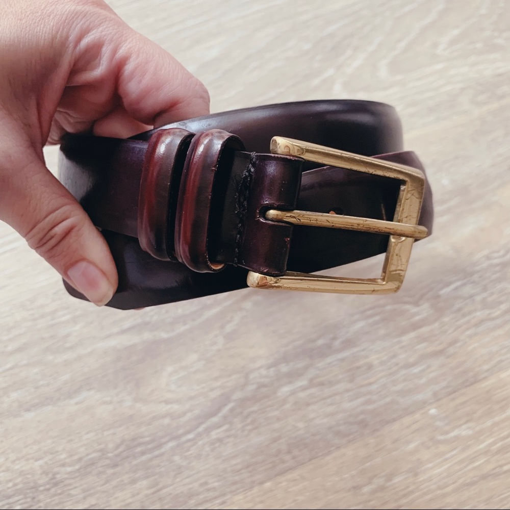 Allen Edmonds Wide Basic Oxblood Brass Belt